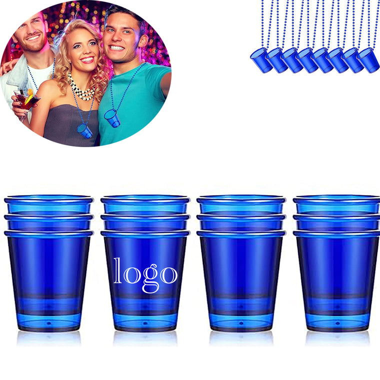 Colorful Shot Glasses On Beaded Necklaces For Parties 2 Oz