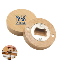 Bamboo Magnetic Bottle Opener Round Fridge Beer Cap Remover