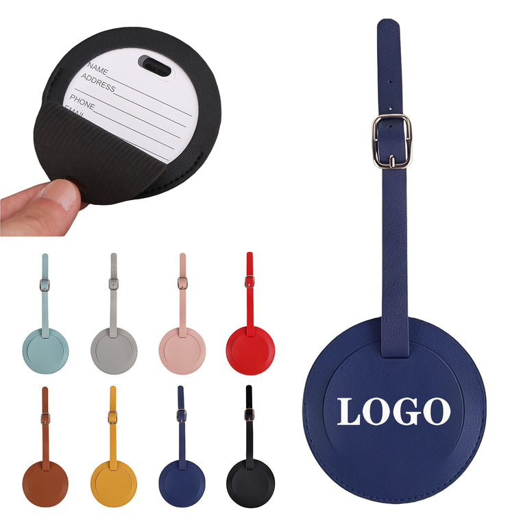 Round Shaped PU Leather Luggage Tags