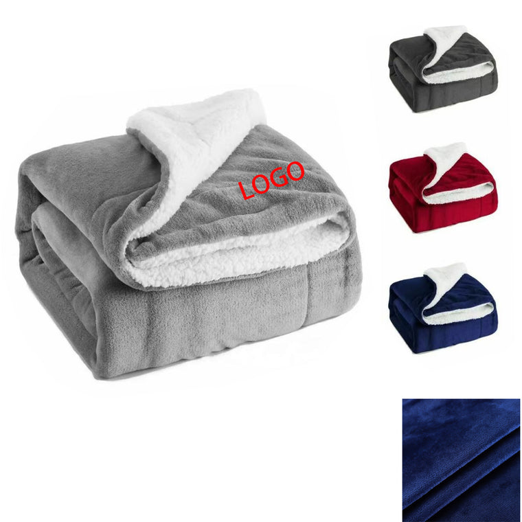 Reversible Sherpa Flannel Throw Blanket