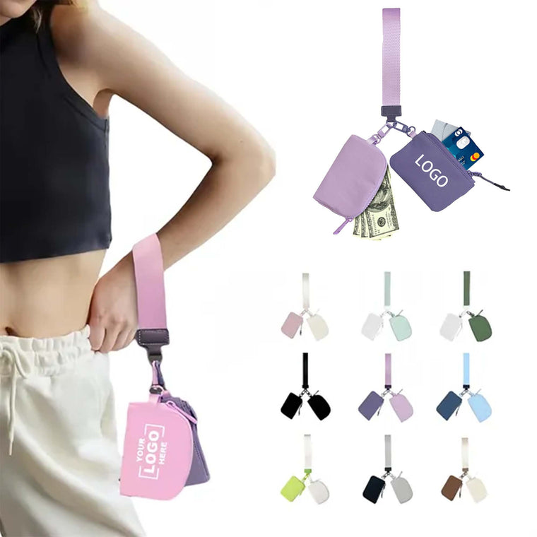 Women Mini Zip Around Wristlet Dual Pouch