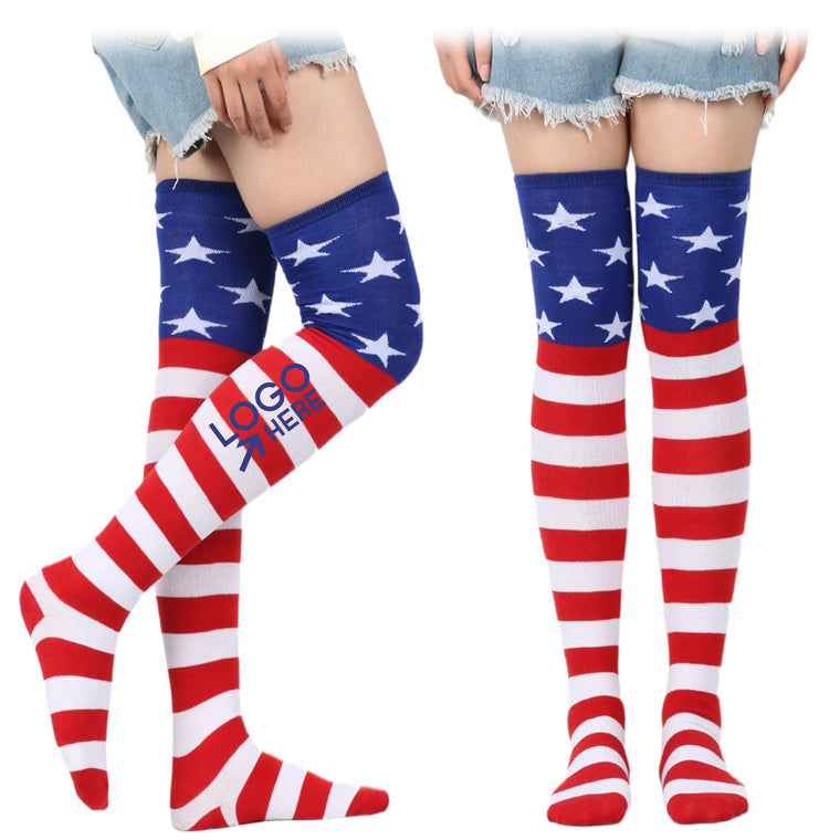 American Flag Stripe Thigh High Socks