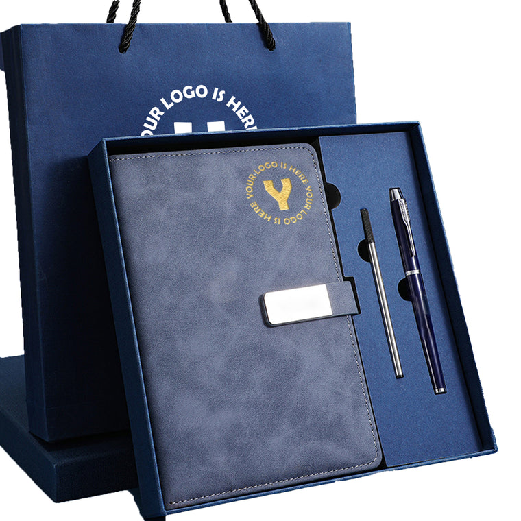 Stamped Logo Leather A5 Notebook Set
