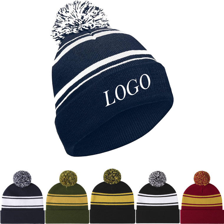 Custom Beanie Hats With Adorable Fur Pompom