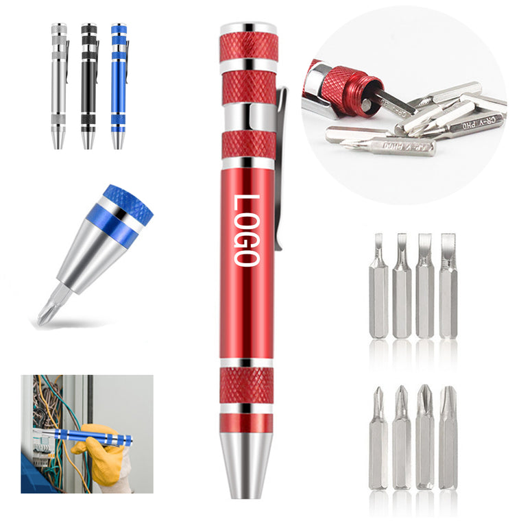 8-In-1 Aluminum Tool Pen With Screwdriver