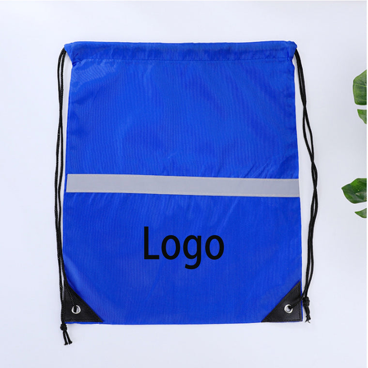 Drawstring Backpack Bag With Reflective Strip
