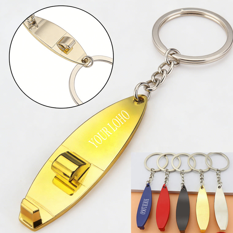 Metal Surfboard Shaped Beer Bottle Opener With Keychain