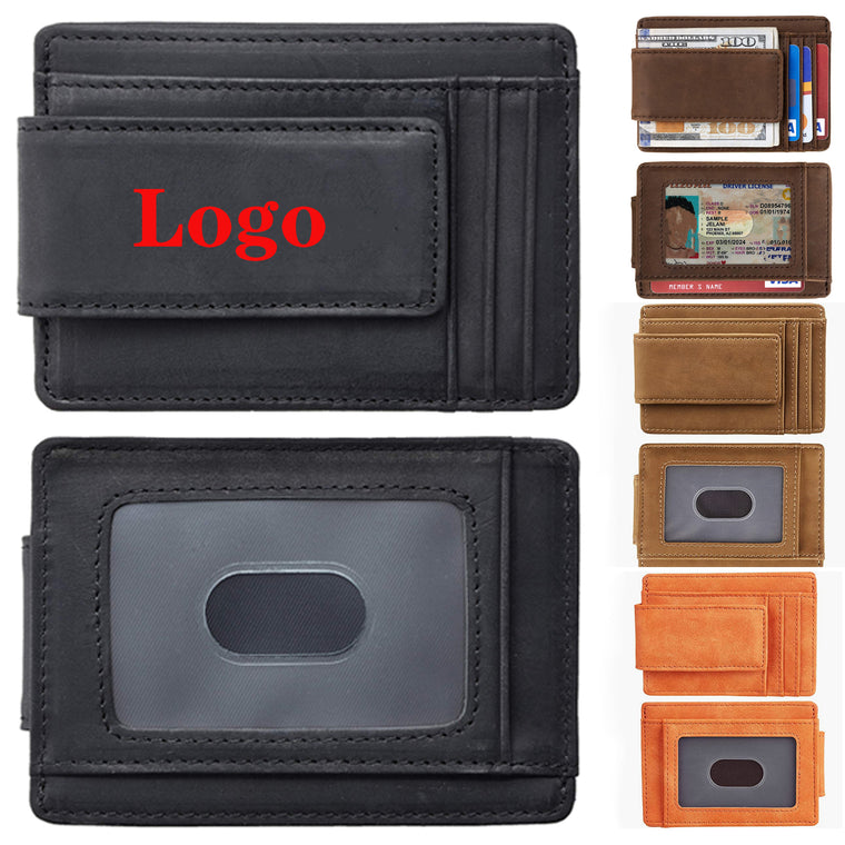 Genuine Leather Magnetic Money Clip Wallet