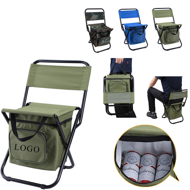 Folding Stool Backpack Chair Insulated Cooler Bag