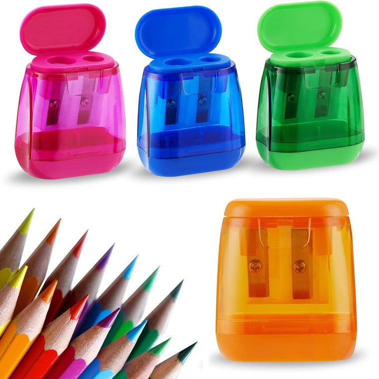 Double Holes Pencil Sharpener With Lid