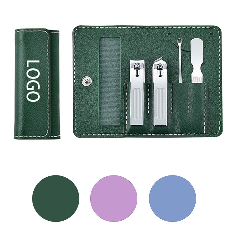 4PCS Stainless Steel Nail Clipper Set With Leather Case