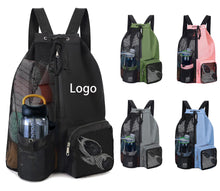 Swim Drawstring Backpack Mesh Bag With Wet Dry Compartments