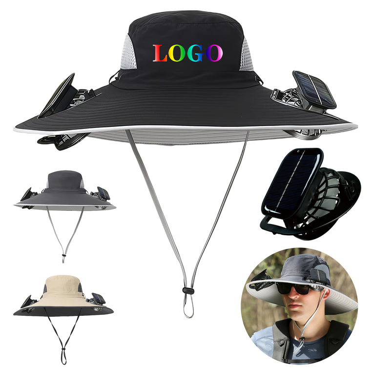 Outdoor Wide Brim Sun Hat with 2 Solar Fan