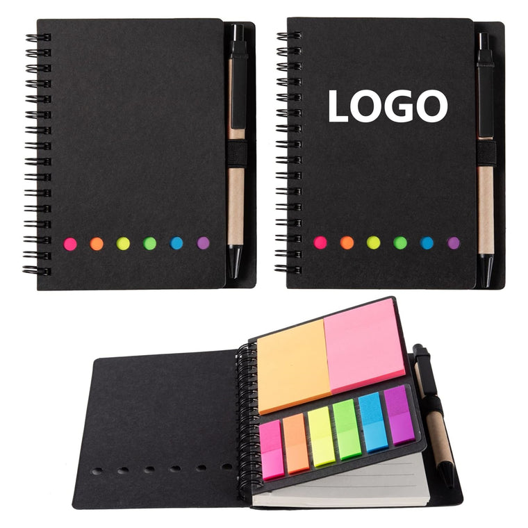 Spiral Notebook With Sticky Notes And Pen