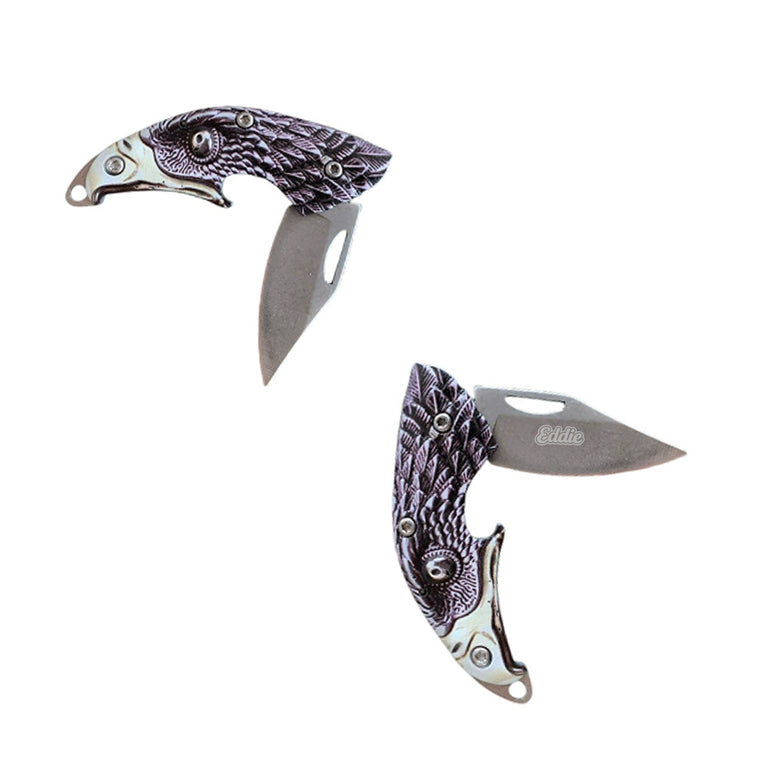 3D Eagle Head Folding Pocket Knife Keychain