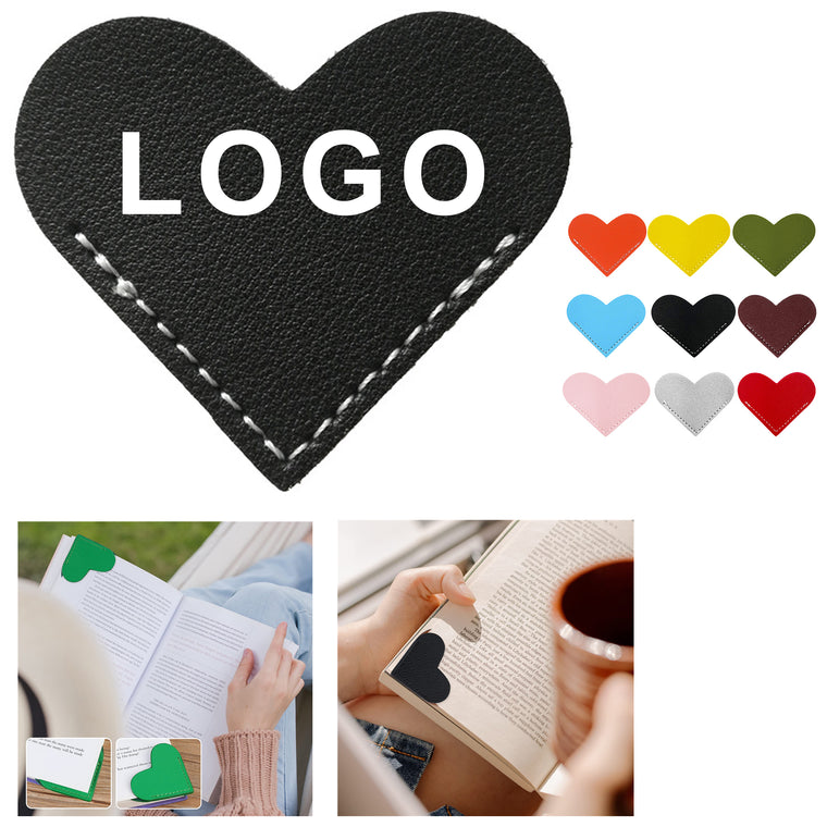 Page Corner Leather Heart Bookmark For Reading