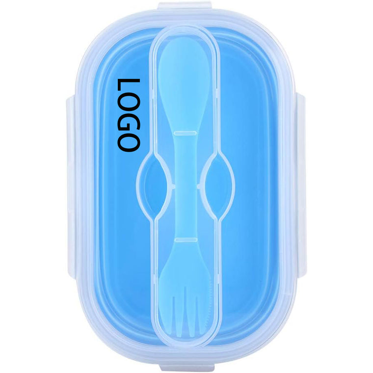 800Ml Folding Silicone Portable Lunch Box With Tableware