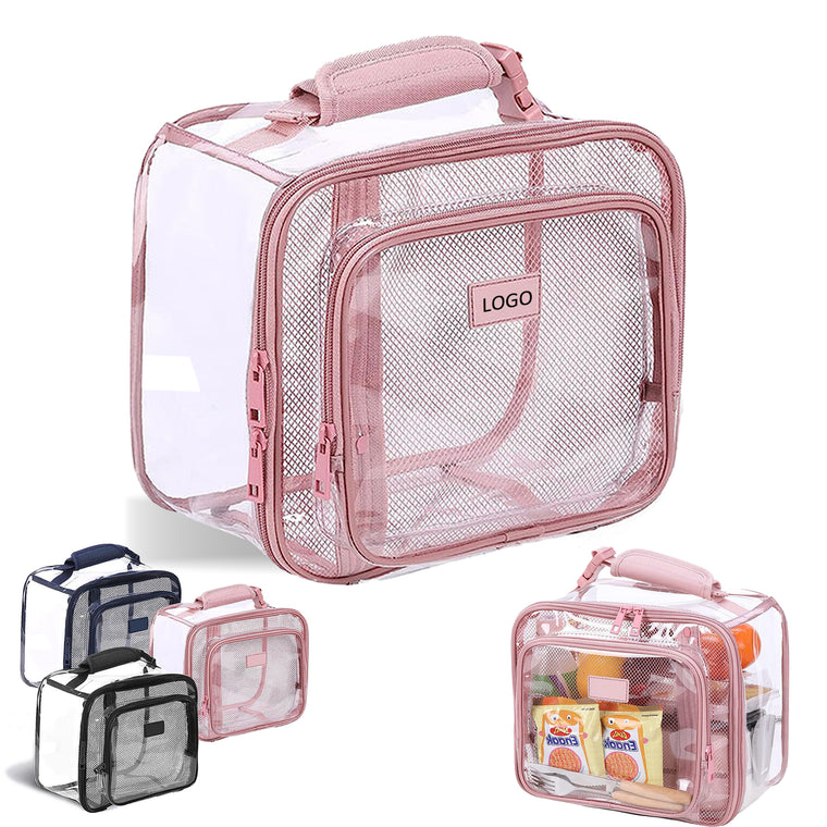 Large Pink Clear Lunch Bag