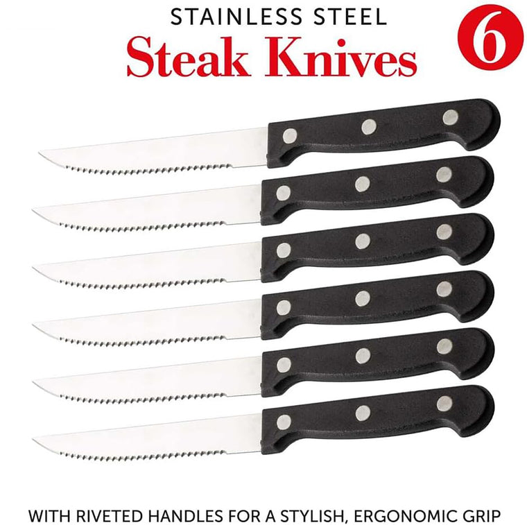 6-Piece Stainless Steel Steak Knife Set