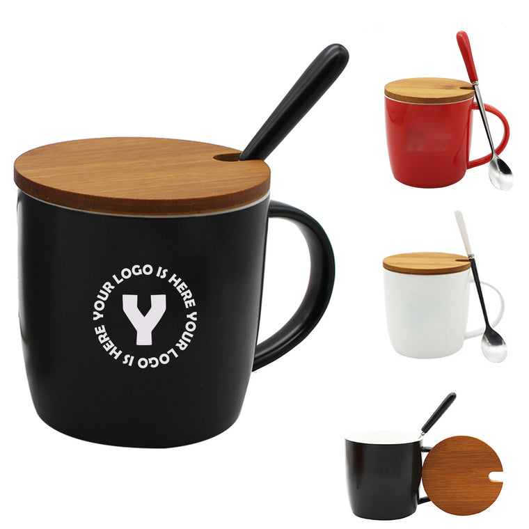 Creative Ceramic Coffee Mug With Lid Spoon