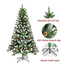 Christmas Tree with Pine Cones and Berries Snow Flocked Tips