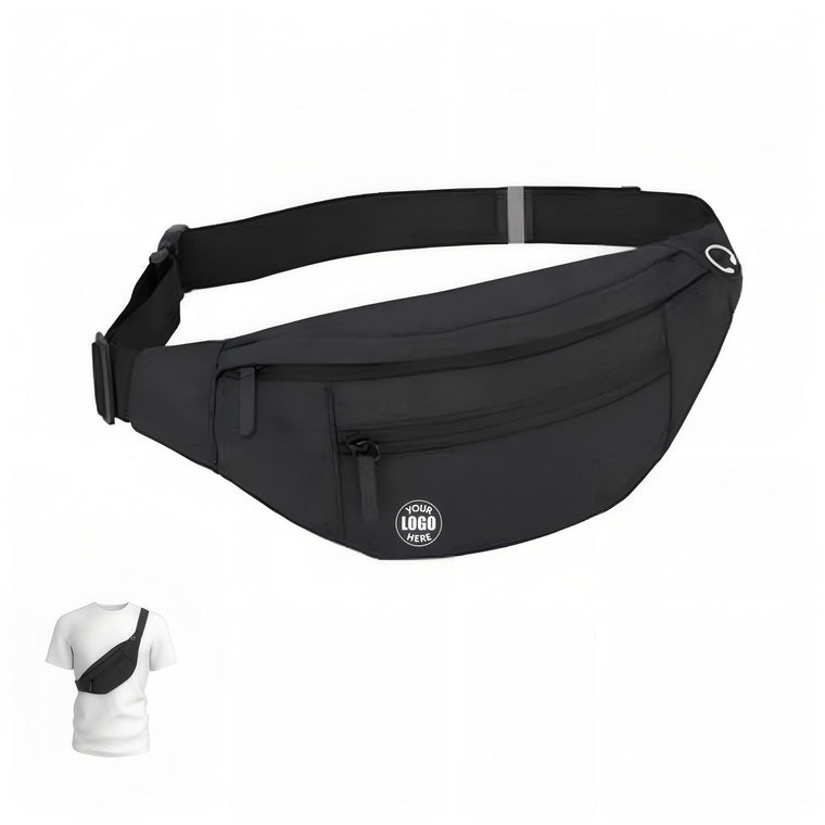 Large Crossbody Fanny Pack With 4 Zipper Pockets For Travel