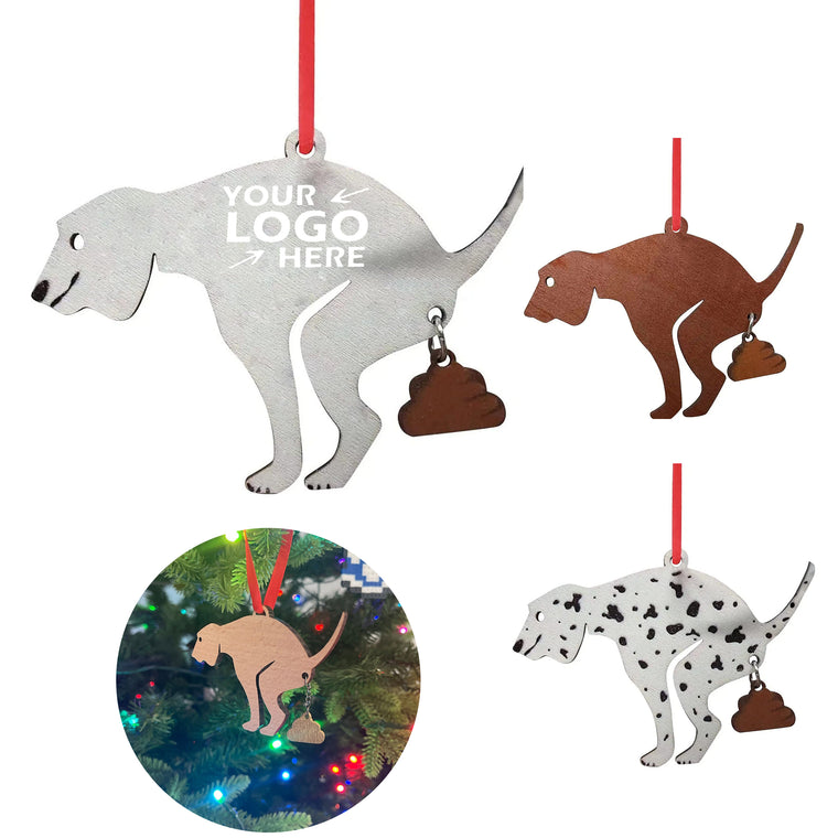 Poop Dog Christmas Tree Decoration Pendant Wooden