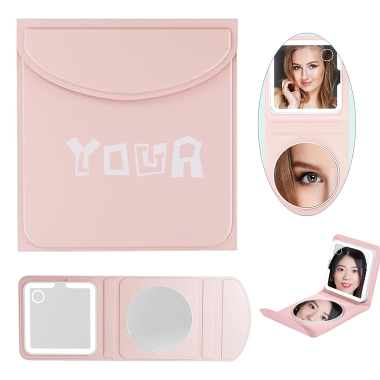 Dual-Fold Makeup Mirror With Lights