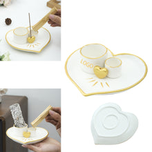 Multi-Functional Ceramic Heart-Shaped Palo Santo And Sage Incense Tray