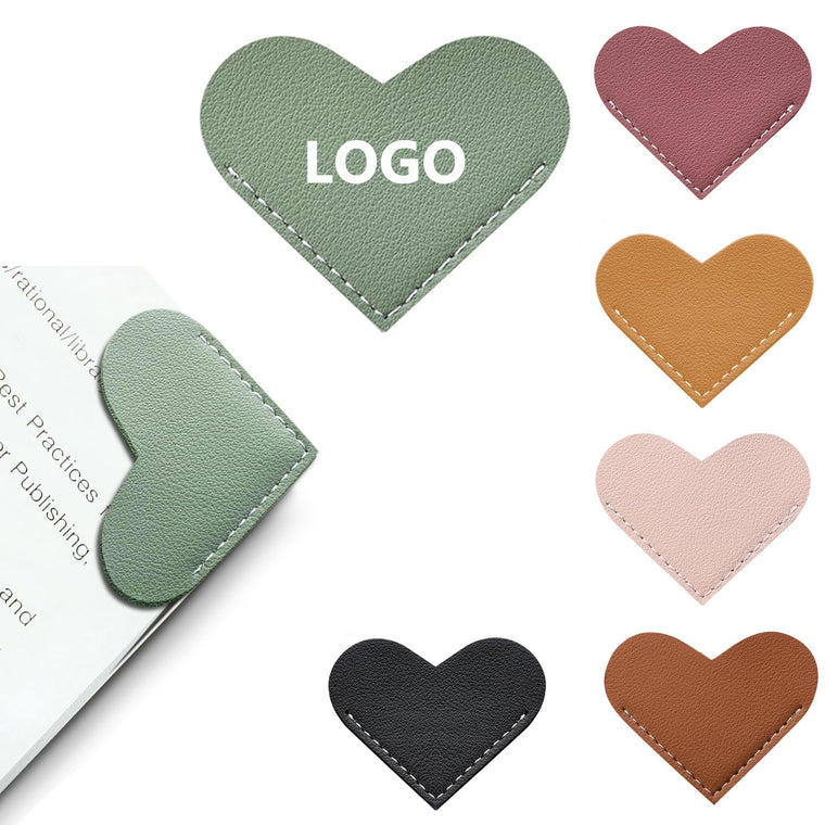 6-Pack Leather Heart-Shaped Portable Bookmarks