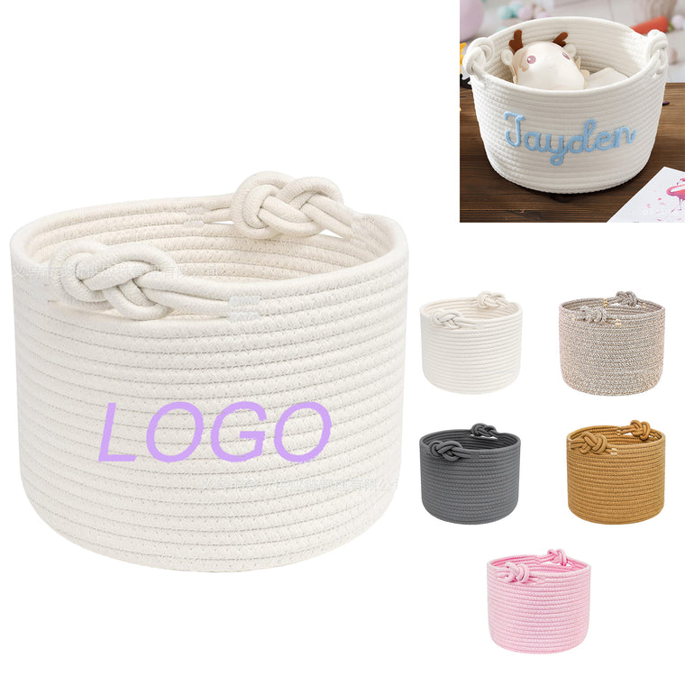 Customizable Handwoven Storage Basket With Knots