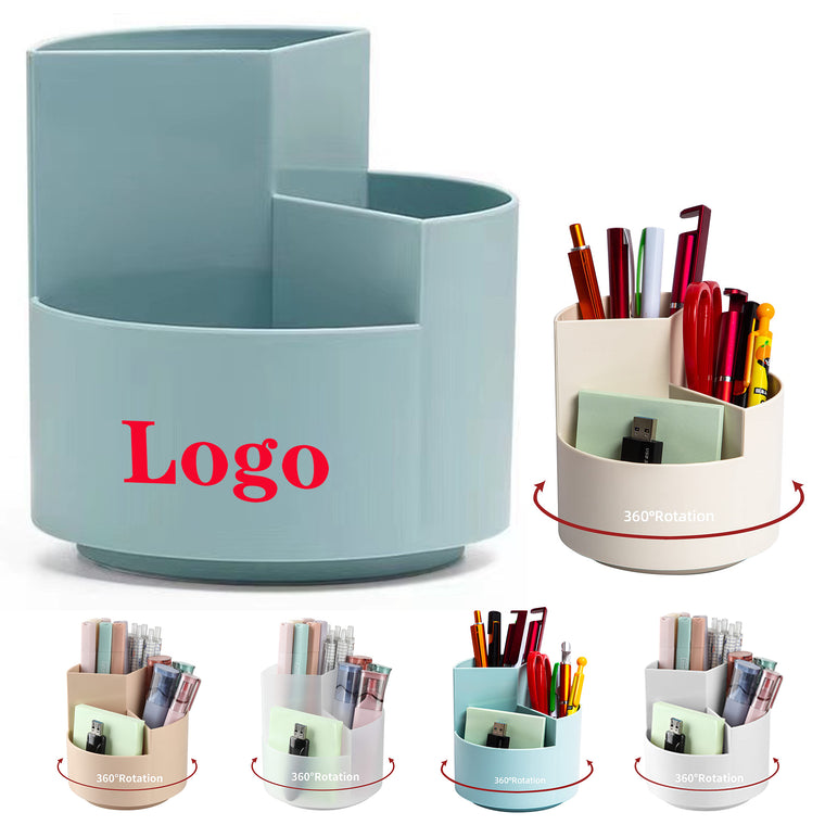 Desk 3 Slots 360-Degree Spinning Pencil Pen Holder