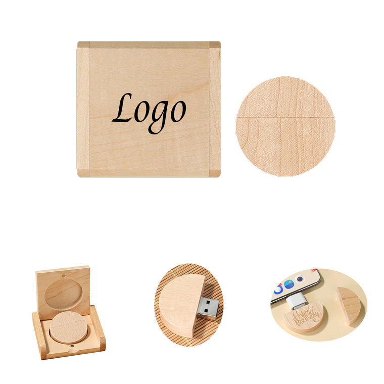 2GB Round Wooden Usb Flash Driver With Box