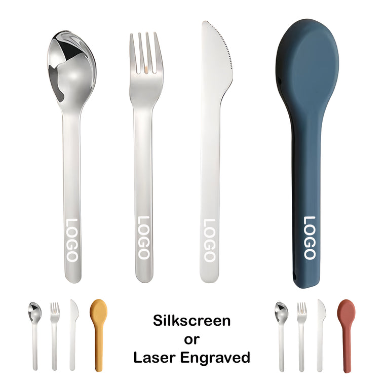 3 Piece Stainless Steel Utensil Set With Silicone Case