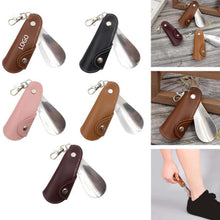 Foldable Shoehorn Keychain PU Leather Shoe Helper Keyring
