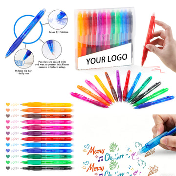 12 Colors Retractable Erasable Gel Pens Set