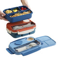 4-Compartment Plastic Food Lunch Box With Cutlery