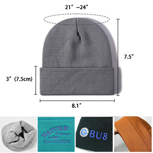 100% Acrylic Rib Knit Cuffed Beanie