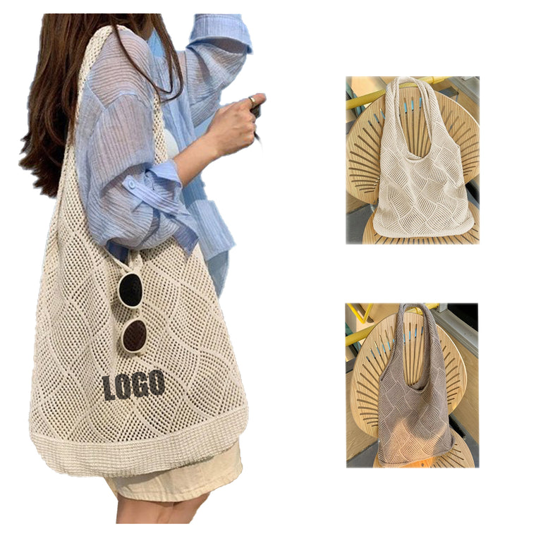 Single Shoulder Solid Color Knitted Bag