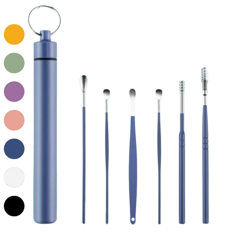 6Pcs Portable Stainless Steel Ear Scoop Set W/ Storage Box