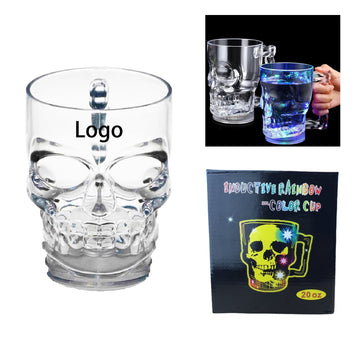 20 Oz Led Clear Halloween Skull Cups