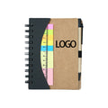 Sticky Note Set with Pen Slot Kraft Cover Notebook