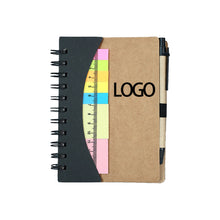 Sticky Note Set with Pen Slot Kraft Cover Notebook