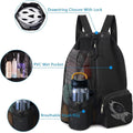 Swim Drawstring Backpack Mesh Bag With Wet Dry Compartments