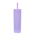 Double Wall Matte Finishing 16Oz Plastic Straw Tumbler