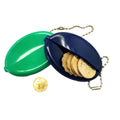Oval Pvc Rubber Squeeze Coin Pouch With Chain Coin Holder