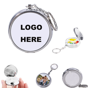Mini Round Metal Medicine Box Keychain