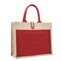 2 Tone Jute Tote Bag with Large Front Pocket