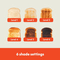 2 Slice Slim Long Slot Toaster 6 Shade Reheat Cancel 900w