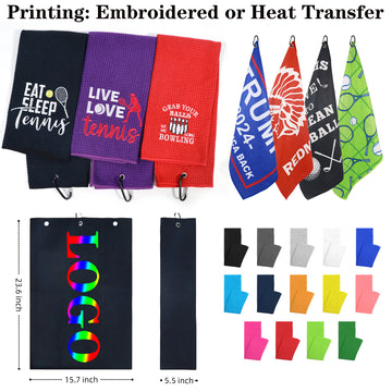 Waffle Texture Golf Towel With Carabiner